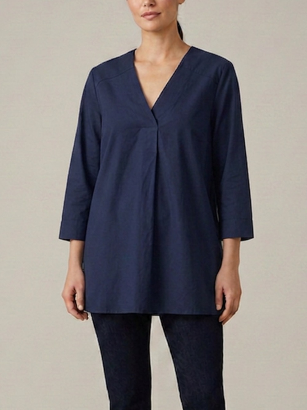 Van Heusen Navy Blue V-Neck Top 3/4 Sleeve Size XXL